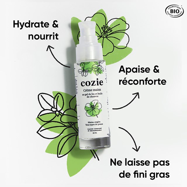 Crème mains nourrissante - Gel de lin & huile de chanvre - 50ml 2