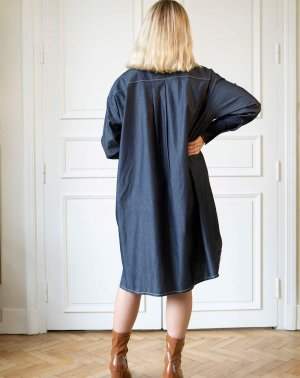Produit : ROBE CHEMISE ZAZUM OVERSIZE - En jean Made in France de dos