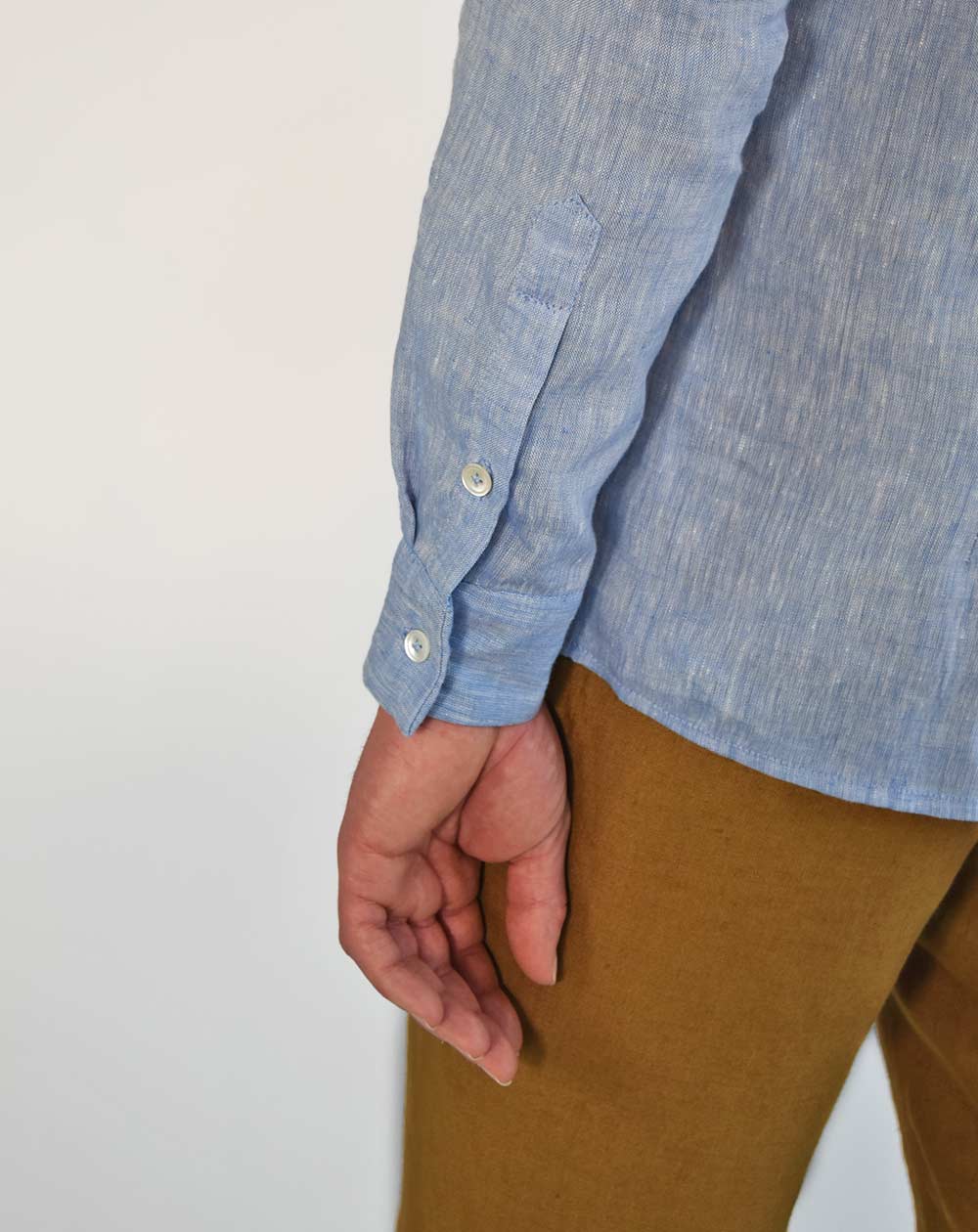 Chemise ZENITH HOMME - 100% Lin Bleu - Col français