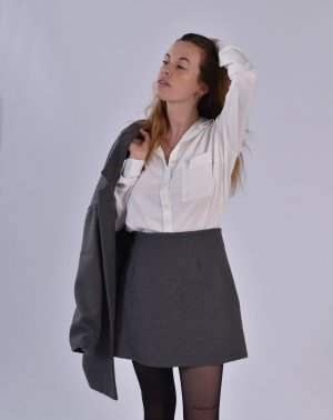 JUPE TRAPÈZE ZULIA - 100% Laine upcyclée grise