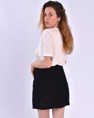 JUPE TRAPÈZE ZULIA - 100% Laine upcyclée noir de dos mode éthique