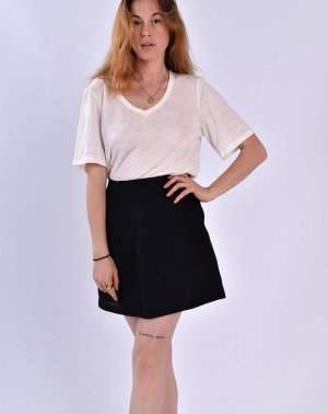 JUPE TRAPÈZE ZULIA - 100% Laine upcyclée noir