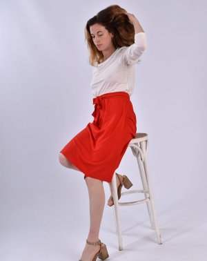 JUPE PORTEFEUILLE ZILLA - 100% EcoVero Rouge Made in France