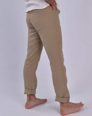 Produit : Pantalon Zanzibar Droit Homme en 100% Lin Beige de dos
