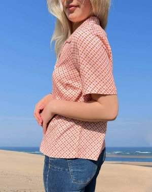 Chemisier à col cubain ZAVI 100% Ecovero imprimé Print rose 2