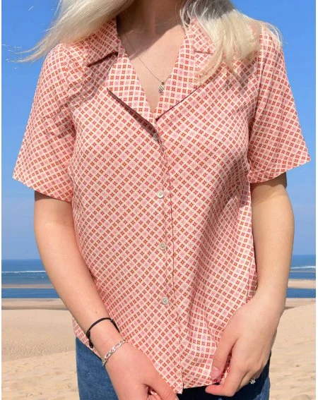 Chemisier à col cubain ZAVI 100% Ecovero imprimé Print rose 4