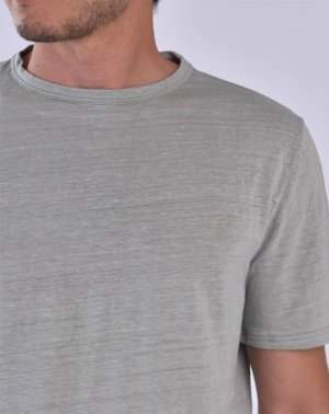 T-SHIRT ZOKKA HOMME - 100% Lin Gris détail du col rond