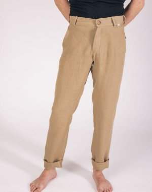 Pantalon Zhineau Droit Homme en 100% Lin Beige Ecoresponsable Aatise