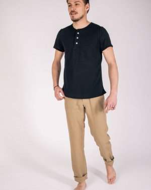 Pantalon Zhineau Droit Homme en 100% Lin Beige