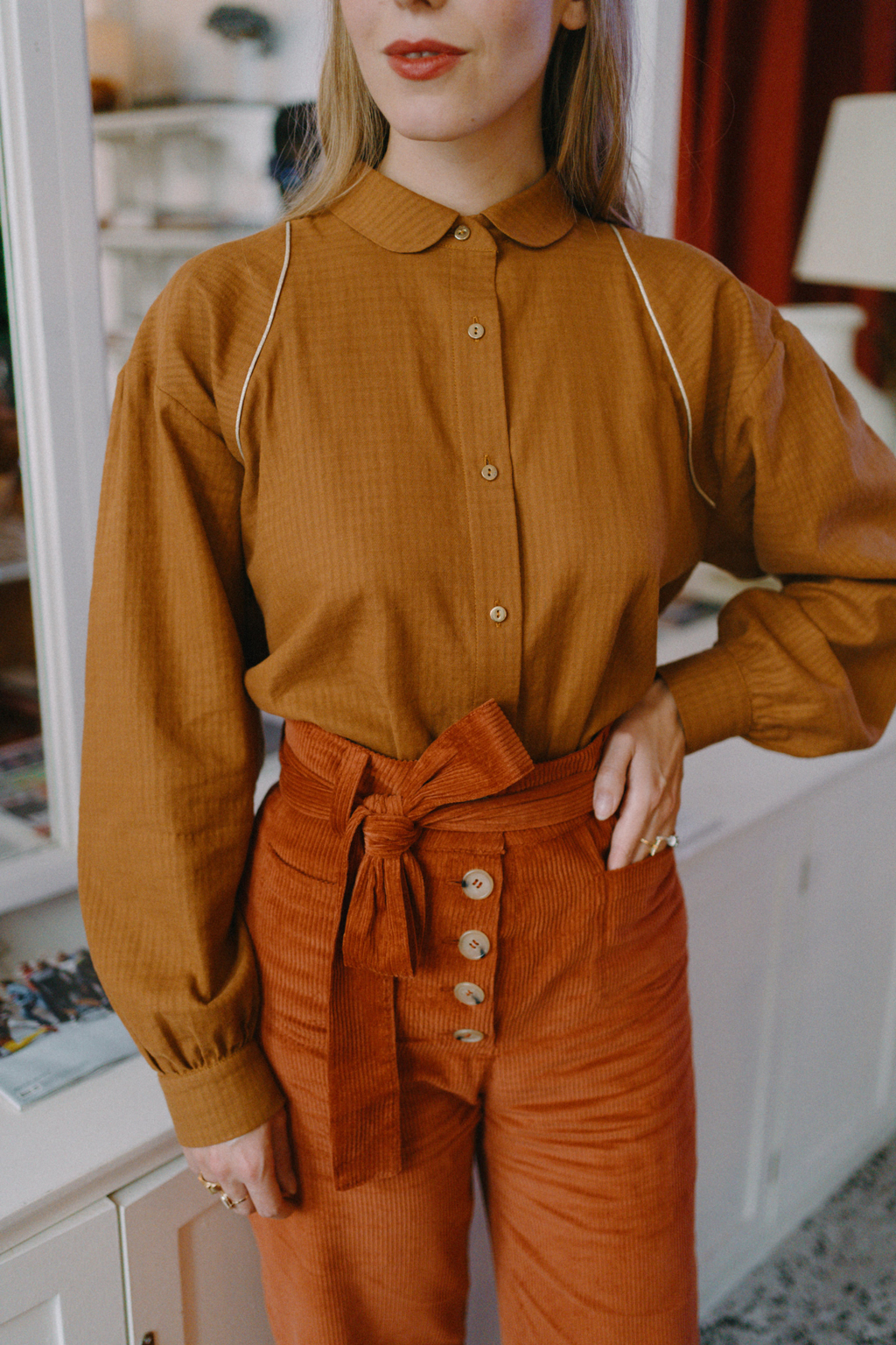 Blouse ample à col claudine - ocre 2