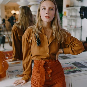 Chemise,Chemisier en coton et lin pour femmes,col en V,manches courtes