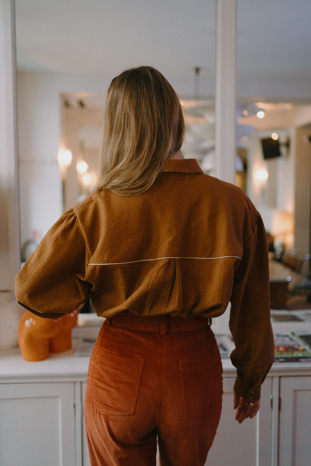 Blouse ample à col claudine - ocre 9
