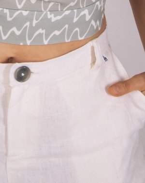 Pantalon Zigarette - 100% Lin Blanc Femme