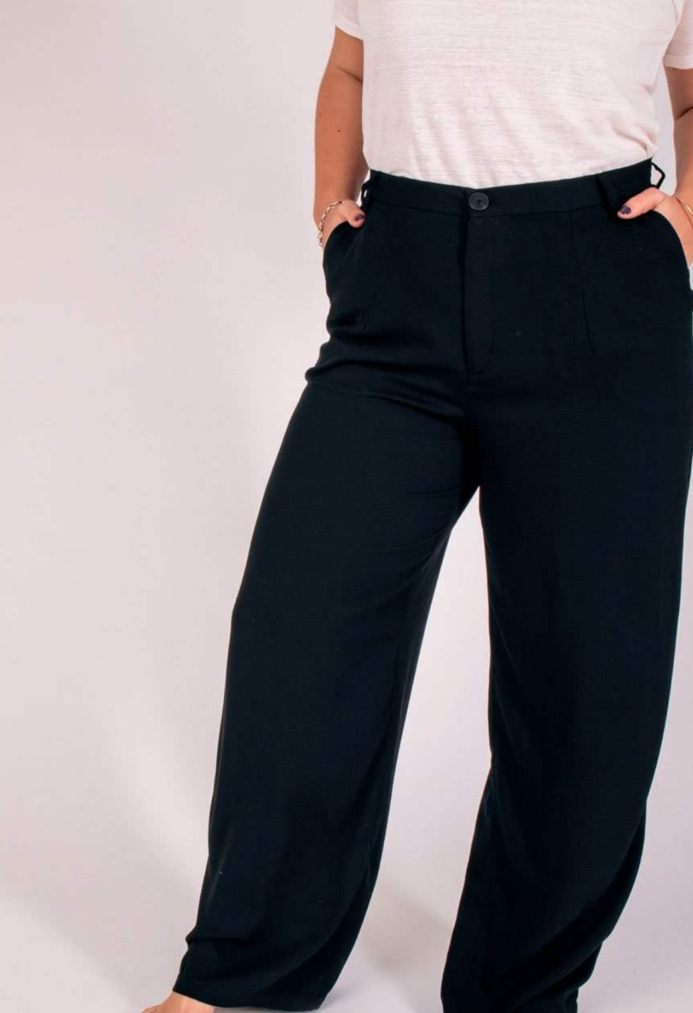Pantalon Zhéa Femme 100% LIN NOIR taille mi-haute Aatise mode écoresponsable