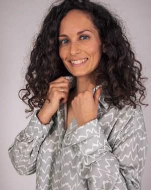 ROBE CHEMISE ZAZUM OVERSIZE FEMME - Print vague Made in France