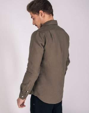 Chemise ZENITH HOMME - 100% Lin Kaki - Col français 4