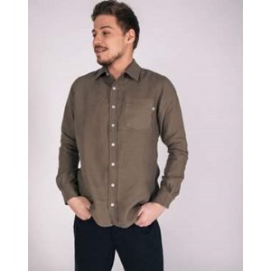Chemise ZENITH HOMME - 100% Lin Kaki - Col français
