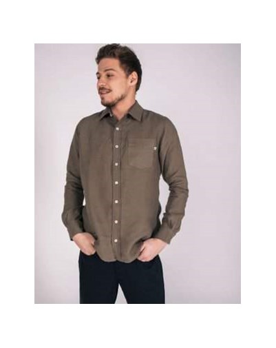 Chemise ZENITH HOMME - 100% Lin Kaki - Col français