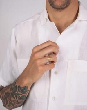 CHEMISIER ZAGNUM - 100% Lin Blanc Col urbain - Made in France 2