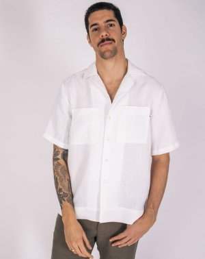 CHEMISIER ZAGNUM - 100% Lin Blanc Col urbain - Made in France 3