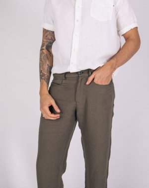 Pantalon Zanzibar Droit Homme en 100% Lin Kaki