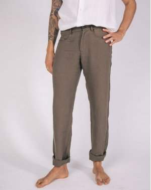 Pantalon Zanzibar Droit Homme en 100% Lin Kaki