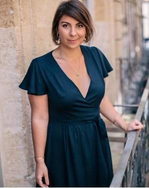 Zermonie Robe de Fête Manches Papillons en EcoVero Bleu Marine Made in France