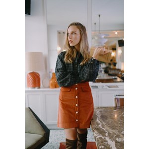 jupe trapèze brandy en velour côtelé