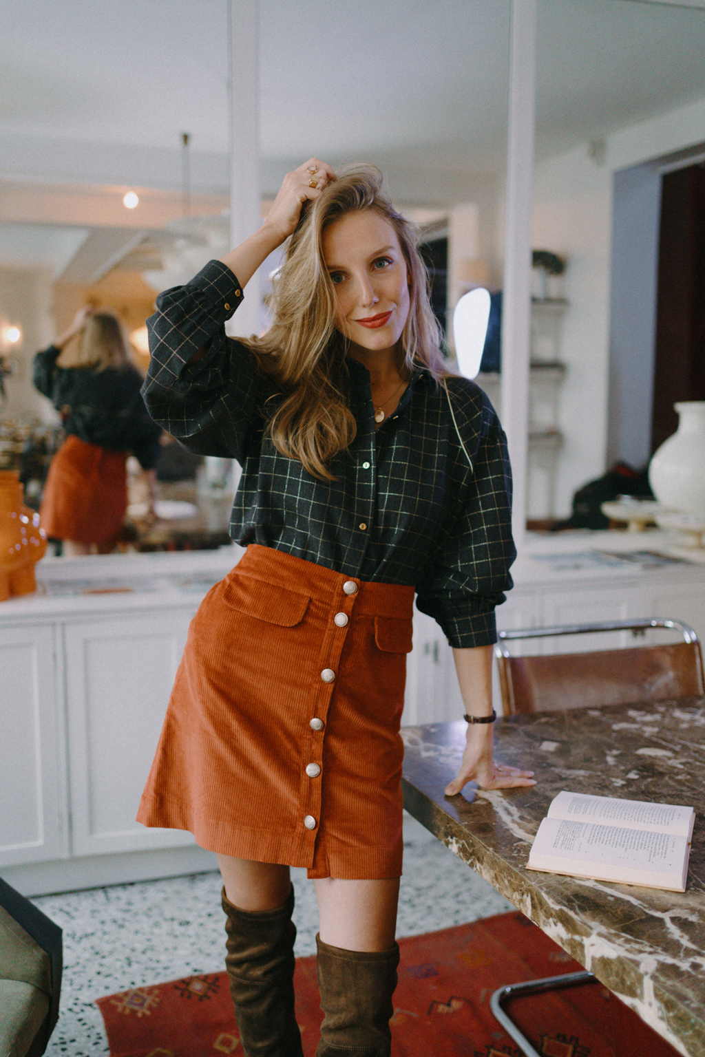 jupe trapèze brandy en velour côtelé 6