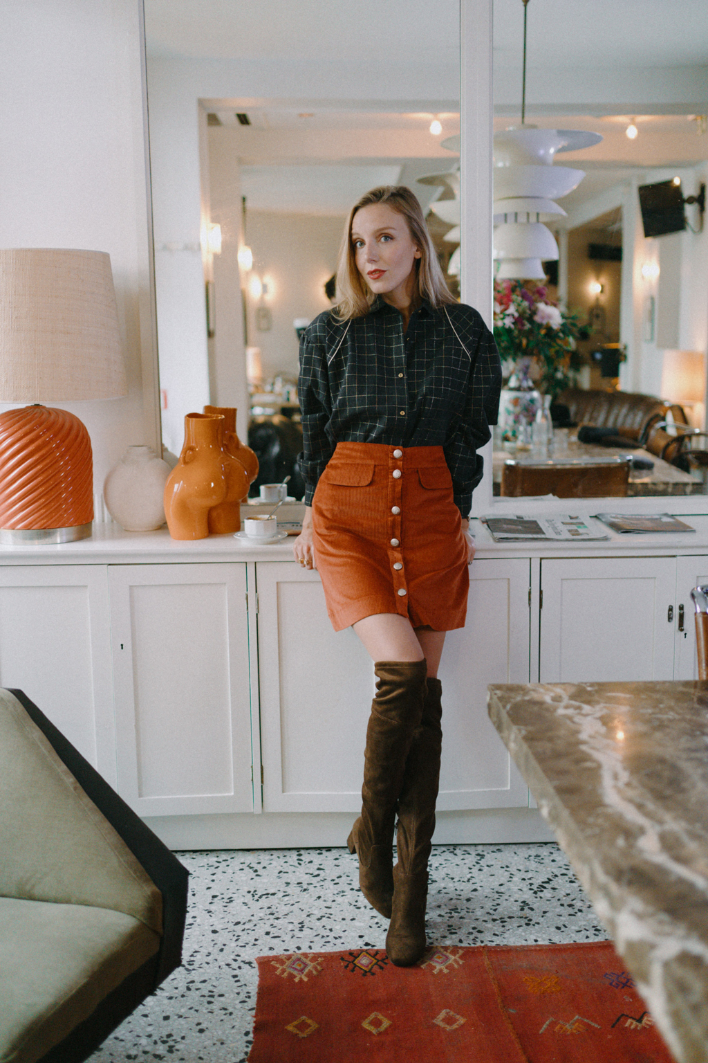 jupe trapèze brandy en velour côtelé 7