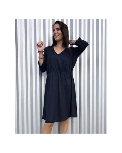 ROBE ZOMI FEMME - 100% EcoVero Noir - manches 3/4