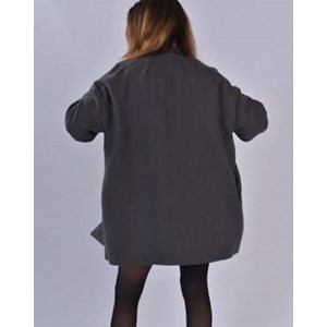 MANTEAU ZANETA FEMME UPCYCLÉ EN LAINE GRIS MADE IN FRANCE