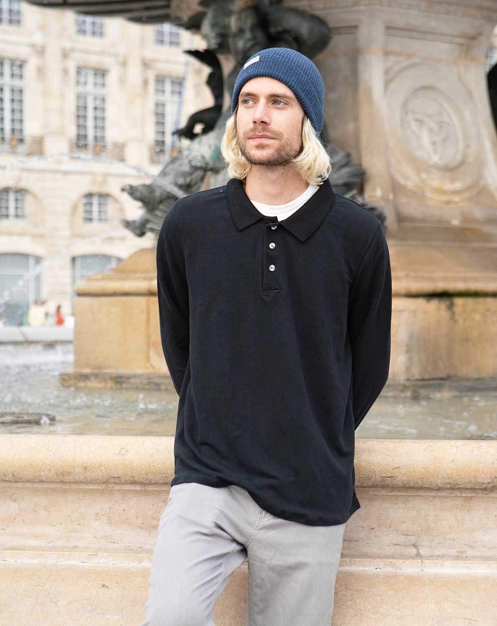 POLO ZOLUI HOMME - 100% LIN Noir