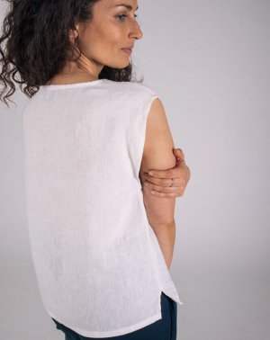 TOP ZAMÉLIE EN LIN BLANC MADE IN FRANCE AATISE - Femme