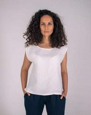 TOP ZAMÉLIE EN LIN BLANC MADE IN FRANCE AATISE - Femme