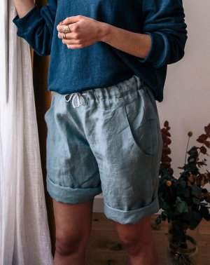 SHORT FEMME ZILMA - 100% Lin Gris Made in France