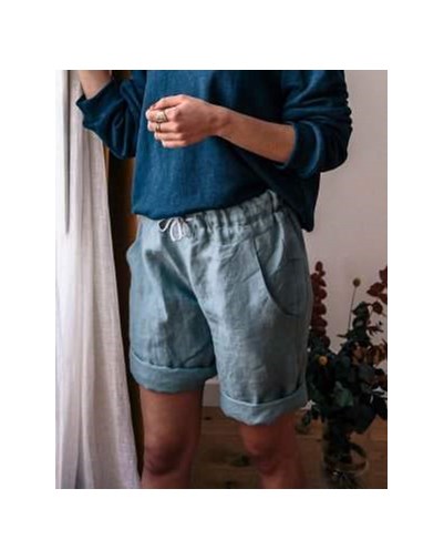 SHORT FEMME ZILMA - 100% Lin Gris Made in France