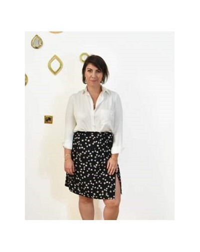 JUPE ZANA PORTEFEUILLE DROITE - 100% Ecovero noir imprimé Made in France