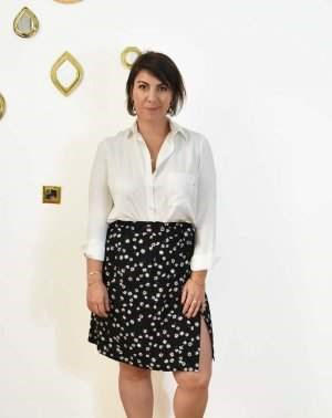 JUPE ZANA PORTEFEUILLE DROITE - 100% Ecovero noir imprimé Made in France