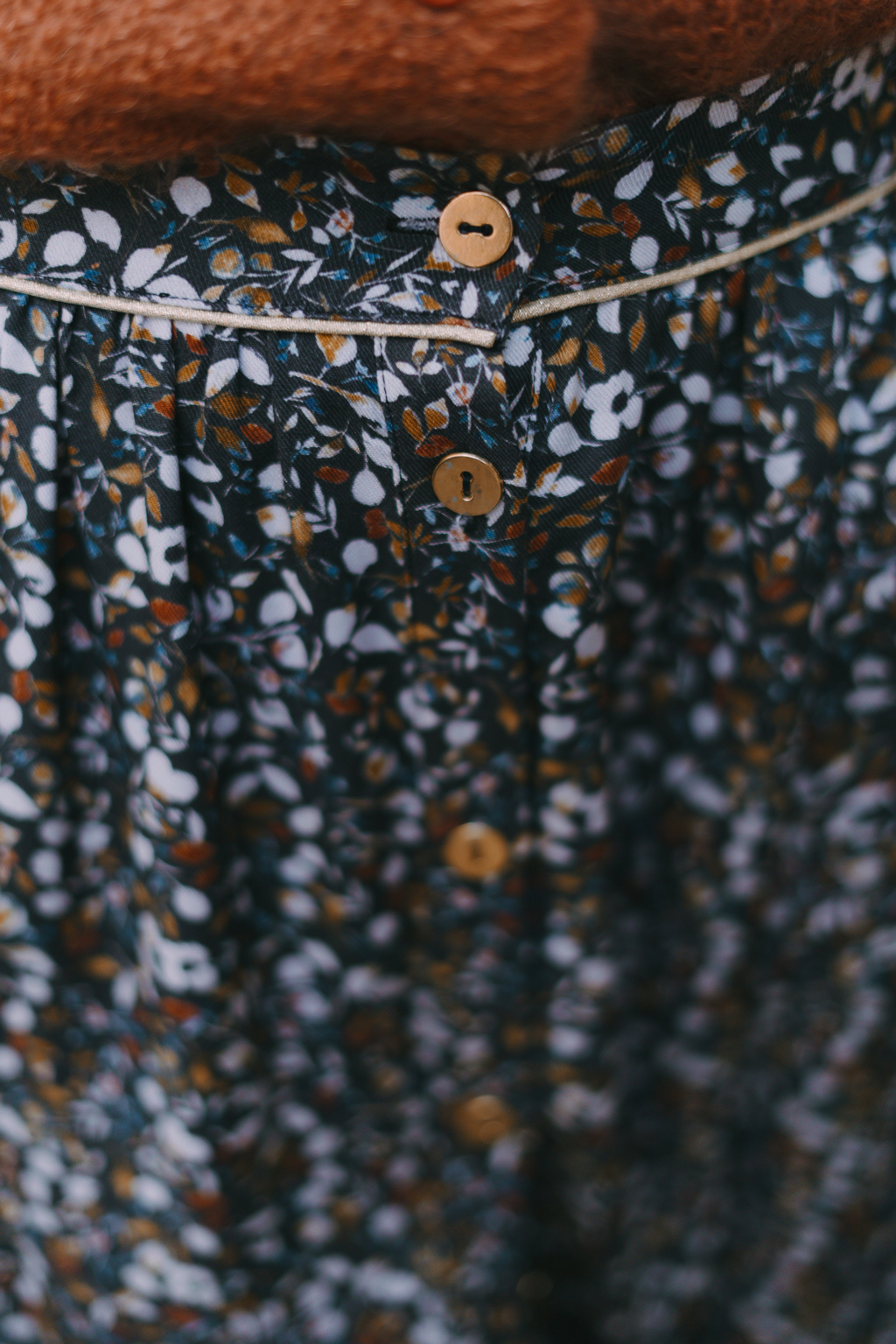 Jupe midi marron imprimé fleuri 5