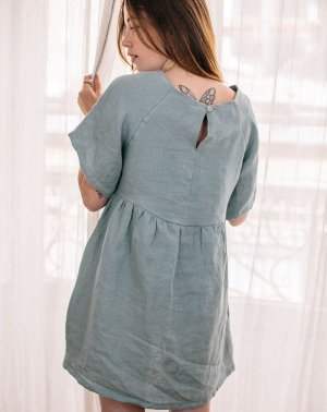 ROBE ZLEM - 100% Lin GRIK - manches courtes