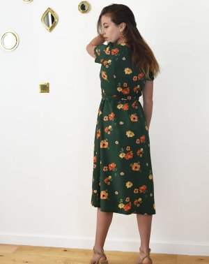 ROBE DE FÊTES ZOVY FEMME - 100% EcoVero VERT - Manches courtes