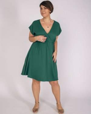 ROBE ZOMI FEMME - 100% EcoVero Vert - manches 3/4