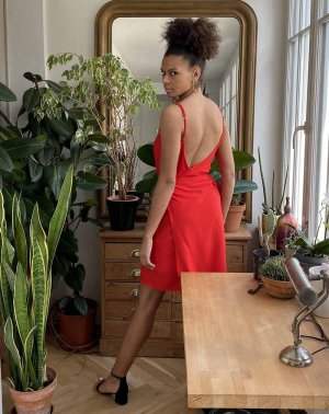 ROBE COCKTAIL DOS NU ZINO - 100% EcoVero rouge