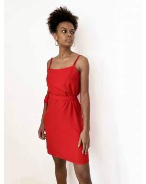 ROBE COCKTAIL DOS NU ZINO - 100% EcoVero rouge