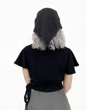 CROP TOP ZALANA - 100% EcoVero noir - manches papillons