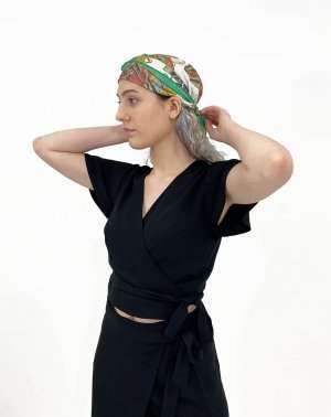 CROP TOP ZALANA - 100% EcoVero noir - manches papillons