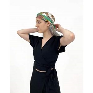 CROP TOP ZALANA - 100% EcoVero noir - manches papillons