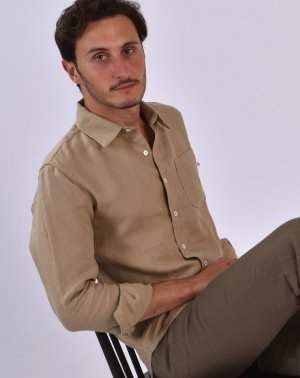 Chemise Zeus Homme en 100% Lin Made in France Beige