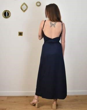 ROBE POUR MARIAGE LONGUE DOS NU ZINO 100% ECOVERO MARINE
